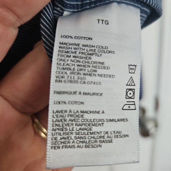 NAUTICA Button Down Shirt Pocket Blue W/slim White Stripes, Mens XXL, Preppy - Picture 4 of 7